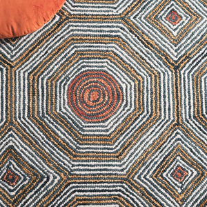 Safavieh Micro-Loop Hand-Tufted Wool Cotton Runner Bohemian Hallway Rug in Ivory Tones Blue 2'-11" x 12'-2" MLP638M