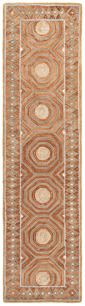 Safavieh Micro-Loop Hand-Tufted Round Wool-Cotton Rug In Rust And Ivory — Low-Profile Plush 3/8" Pile Elegance 5'-0" x 5'-0" MLP638P-5R