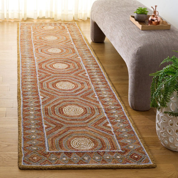 Safavieh Micro-Loop Hand-Tufted Wool Cotton Runner Bohemian Hallway Rug in Ivory Tones Multicolor 2'-3" x 9'-0" MLP638P-29