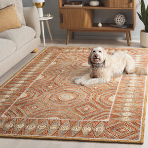 Safavieh Micro-Loop Hand-Tufted Wool-Cotton Rug In Rust And Ivory — Low-Profile, Durable, Artisan Crafted 3'-0" x 5'-0" MLP638P-3