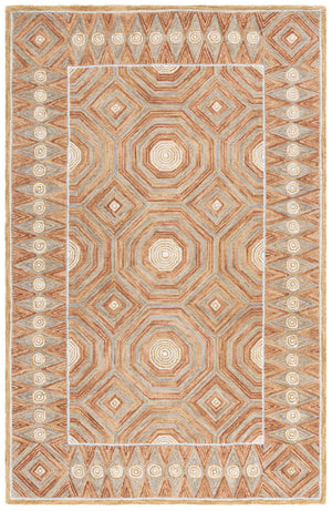 Safavieh Micro-Loop Hand-Tufted Round Wool-Cotton Rug In Rust And Ivory — Low-Profile Plush 3/8" Pile Elegance 5'-0" x 5'-0" MLP638P-5R