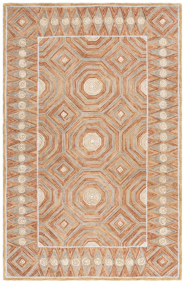 Safavieh Micro-Loop Hand-Tufted Rust And Ivory Area Rug - Wool-Cotton Blend, Micro-Loop Texture, Low Pile 5'-0" x 5'-0" MLP638P-5SQ