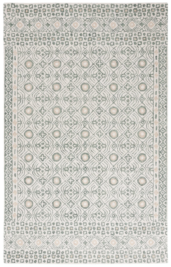 Safavieh Micro-loop Hand-tufted Wool And Cotton Area Rug - Elegant Geometric Design For Modern Homes Ivory ,Grey 80% Wool And 20% Cotton Mlp801a-5r