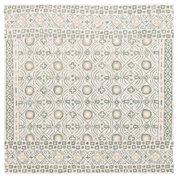 Safavieh Micro-loop Hand-tufted Wool And Cotton Area Rug - Elegant Geometric Design For Modern Homes Ivory ,Grey 80% Wool And 20% Cotton Mlp801a-5r