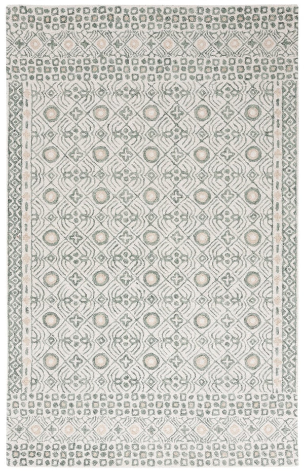Safavieh Micro-Loop Hand-Tufted Wool Cotton Area Rug Bohemian Ivory Grey for Large Living Rooms MLP801A