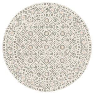Safavieh Micro-Loop Hand-Tufted Wool Cotton Area Rug Bohemian Ivory Grey for Large Living Rooms MLP801A