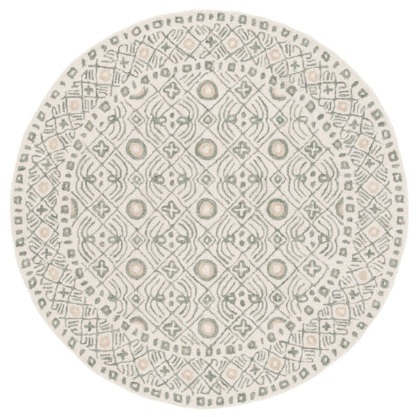 Safavieh Micro-Loop Hand-Tufted Wool Cotton Area Rug Bohemian Ivory Grey for Large Living Rooms MLP801A