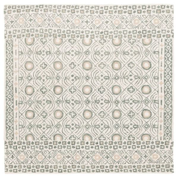 Safavieh Micro-Loop Hand-Tufted Wool Cotton Area Rug Bohemian Ivory Grey for Large Living Rooms MLP801A