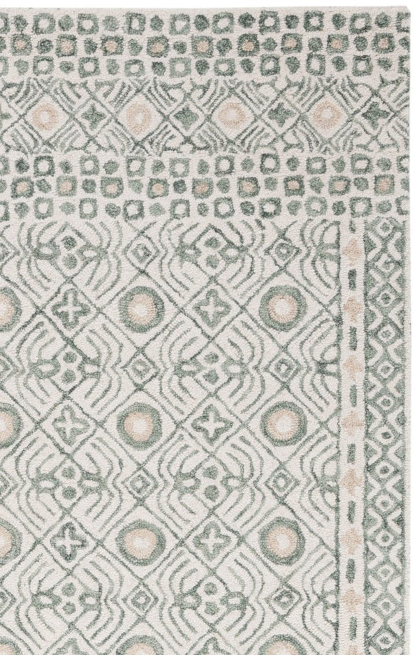 Safavieh Micro-Loop Hand-Tufted Wool Cotton Area Rug Bohemian Ivory Grey for Large Living Rooms MLP801A