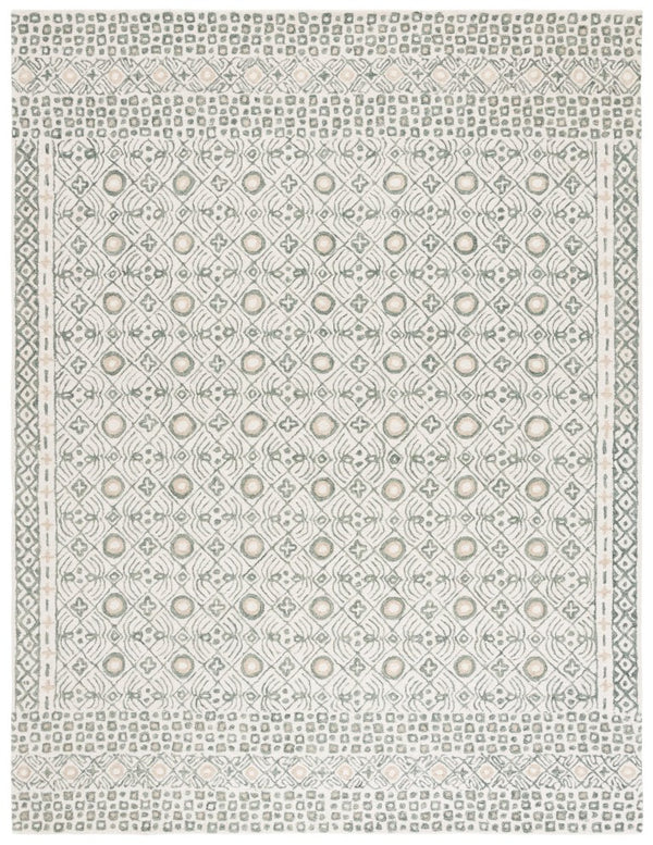 Safavieh Micro-Loop Hand-Tufted Wool Cotton Area Rug Bohemian Ivory Grey for Large Living Rooms MLP801A