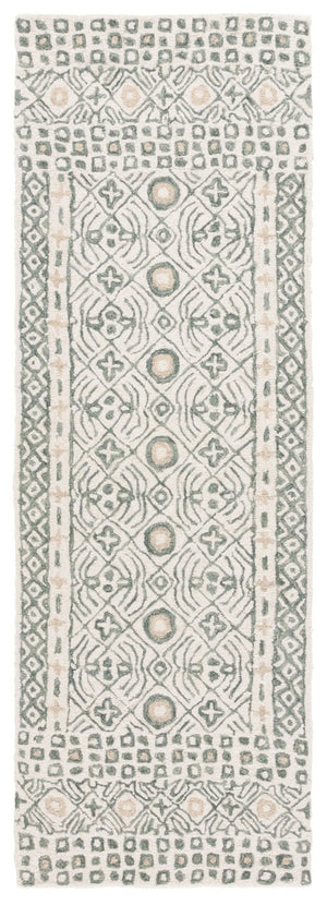 Safavieh Micro-Loop Hand-Tufted Wool Cotton Area Rug Bohemian Ivory Grey for Large Living Rooms MLP801A