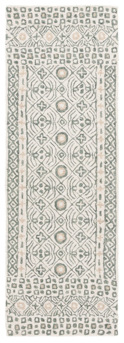 Safavieh Micro-Loop Hand-Tufted Wool Cotton Area Rug Bohemian Ivory Grey for Large Living Rooms MLP801A