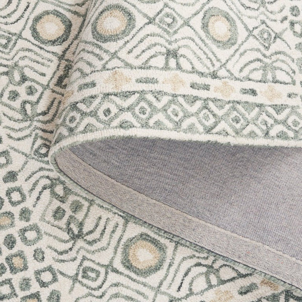 Safavieh Micro-Loop Hand-Tufted Wool Cotton Area Rug Bohemian Ivory Grey for Large Living Rooms MLP801A
