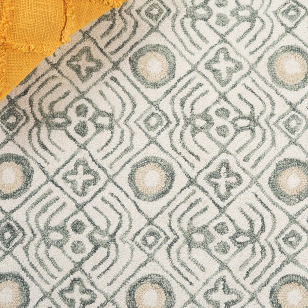 Safavieh Micro-Loop Hand-Tufted Wool Cotton Area Rug Bohemian Ivory Grey for Large Living Rooms MLP801A
