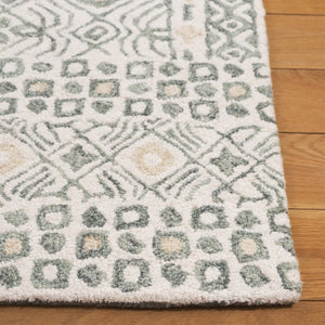 Safavieh Micro-Loop Hand-Tufted Wool Cotton Area Rug Bohemian Ivory Grey for Large Living Rooms MLP801A