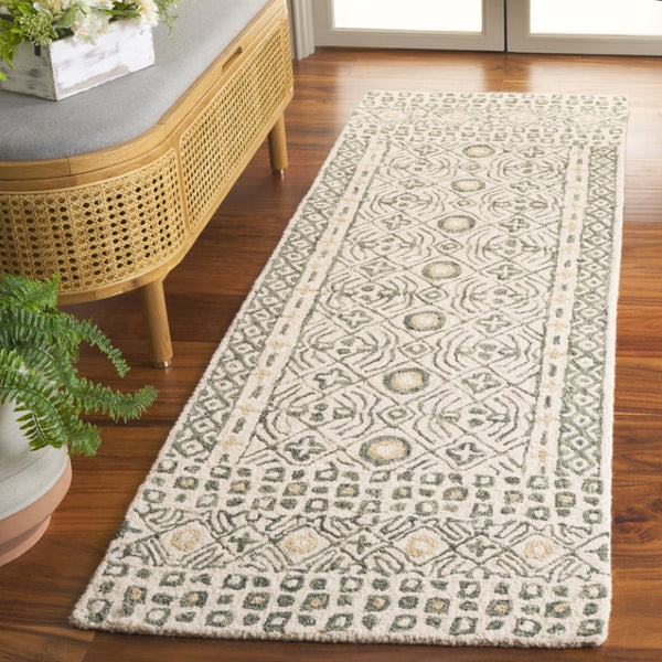 Safavieh Micro-Loop Hand-Tufted Wool Cotton Area Rug Bohemian Ivory Grey for Large Living Rooms MLP801A