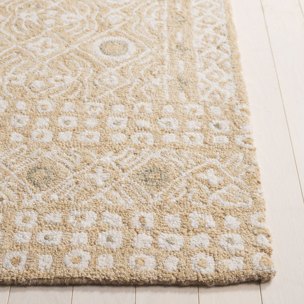 Safavieh Micro-loop Hand-tufted Wool And Cotton Area Rug - Elegant Geometric Design For Modern Homes Gold ,Ivory 80% Wool And 20% Cotton Mlp801d-4