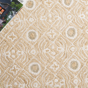 Safavieh Micro-loop Hand-tufted Wool And Cotton Area Rug - Elegant Geometric Design For Modern Homes Gold ,Ivory 80% Wool And 20% Cotton Mlp801d-4