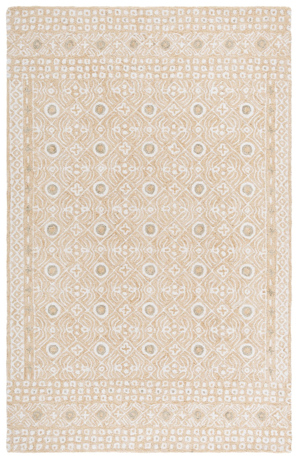 Safavieh Micro-loop Hand-tufted Wool And Cotton Area Rug - Elegant Geometric Design For Modern Homes Gold ,Ivory 80% Wool And 20% Cotton Mlp801d-4