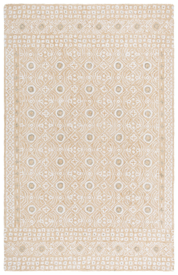 Safavieh Micro-loop Hand-tufted Wool And Cotton Area Rug - Elegant Geometric Design For Modern Homes Gold ,Ivory 80% Wool And 20% Cotton Mlp801d-4