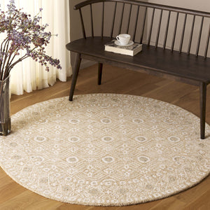 Safavieh Micro-loop Hand-tufted Wool And Cotton Area Rug - Elegant Geometric Design For Modern Homes Gold ,Ivory 80% Wool And 20% Cotton Mlp801d-4