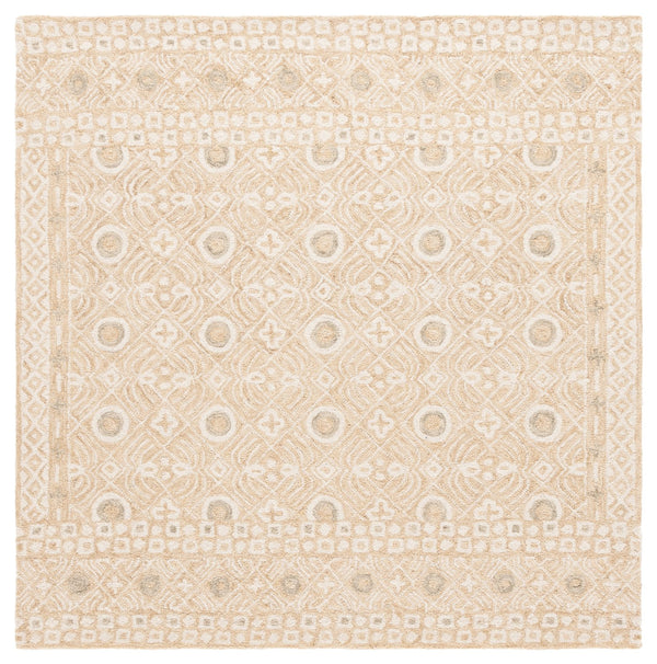Safavieh Micro-loop Hand-tufted Wool And Cotton Area Rug - Elegant Geometric Design For Modern Homes Gold ,Ivory 80% Wool And 20% Cotton Mlp801d-4