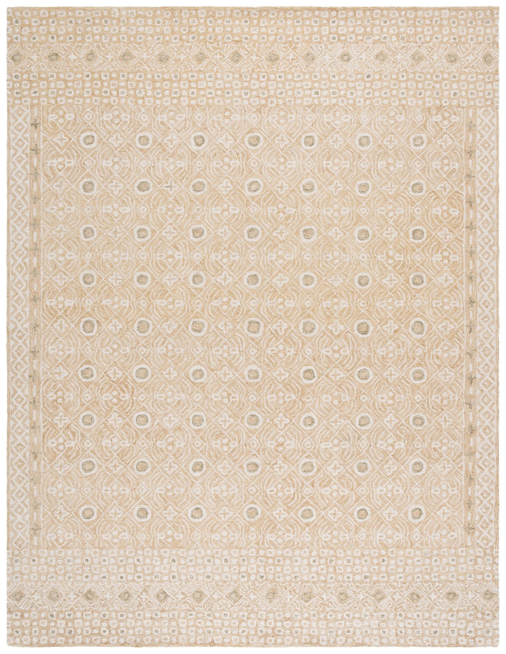 Safavieh Micro-loop Hand-tufted Wool And Cotton Area Rug - Elegant Geometric Design For Modern Homes Gold ,Ivory 80% Wool And 20% Cotton Mlp801d-4