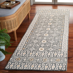 Safavieh Micro-loop Hand-tufted Wool And Cotton Area Rug - Elegant Geometric Design For Modern Homes Silver ,Ivory 80% Wool And 20% Cotton Mlp801g-5sq