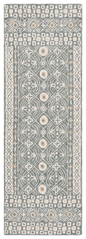 Safavieh Micro-loop Hand-tufted Wool And Cotton Area Rug - Elegant Geometric Design For Modern Homes Silver ,Ivory 80% Wool And 20% Cotton Mlp801g-5sq