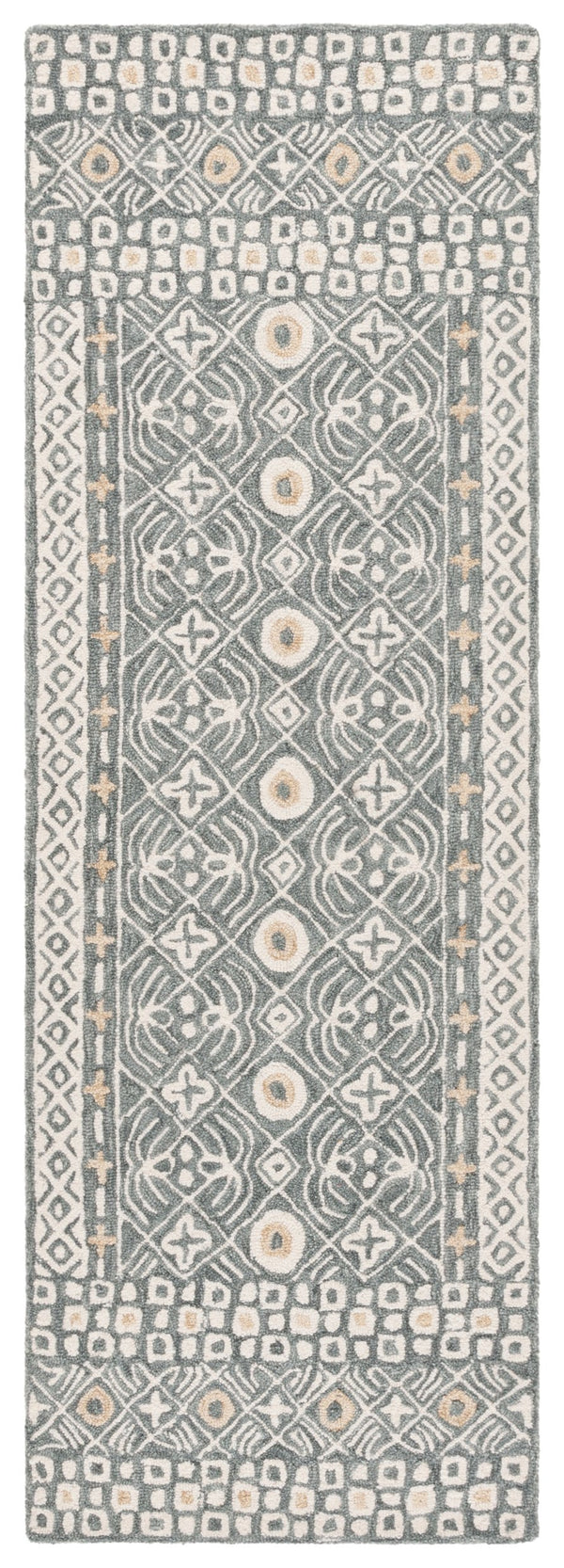 Safavieh Micro-loop Hand-tufted Wool And Cotton Area Rug - Elegant Geometric Design For Modern Homes Silver ,Ivory 80% Wool And 20% Cotton Mlp801g-5sq