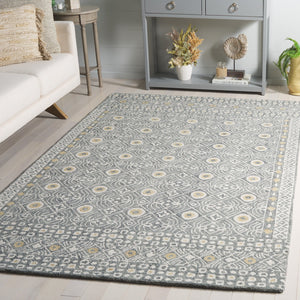 Safavieh Micro-loop Hand-tufted Wool And Cotton Area Rug - Elegant Geometric Design For Modern Homes Silver ,Ivory 80% Wool And 20% Cotton Mlp801g-5sq