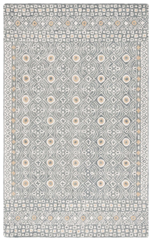 Safavieh Micro-loop Hand-tufted Wool And Cotton Area Rug - Elegant Geometric Design For Modern Homes Silver ,Ivory 80% Wool And 20% Cotton Mlp801g-5sq