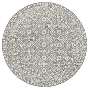 Safavieh Micro-loop Hand-tufted Wool And Cotton Area Rug - Elegant Geometric Design For Modern Homes Silver ,Ivory 80% Wool And 20% Cotton Mlp801g-5sq