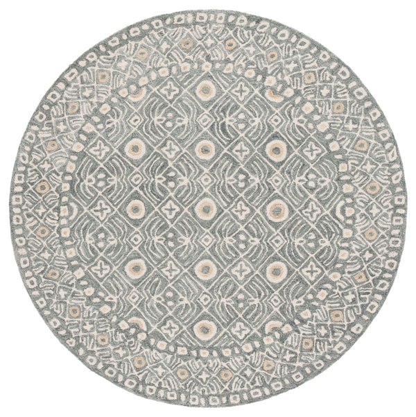 Safavieh Micro-loop Hand-tufted Wool And Cotton Area Rug - Elegant Geometric Design For Modern Homes Silver ,Ivory 80% Wool And 20% Cotton Mlp801g-5sq
