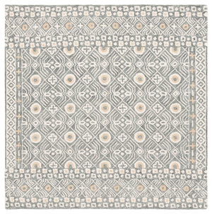 Safavieh Micro-loop Hand-tufted Wool And Cotton Area Rug - Elegant Geometric Design For Modern Homes Silver ,Ivory 80% Wool And 20% Cotton Mlp801g-5sq