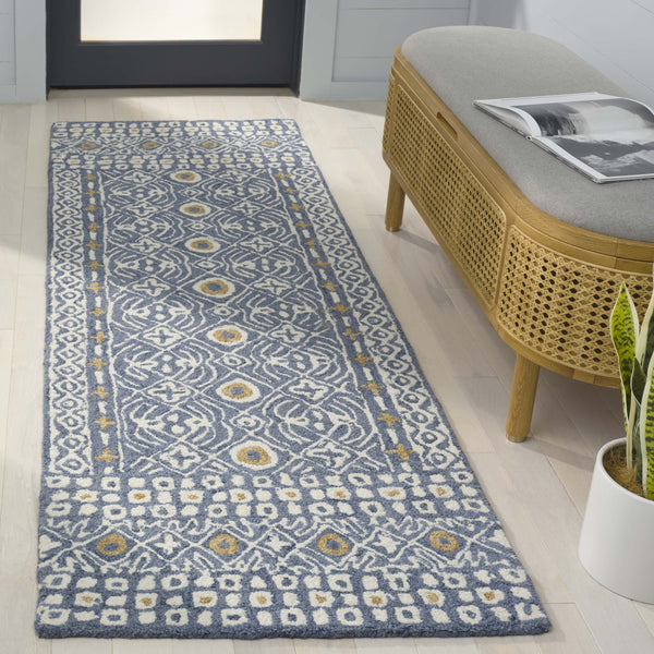 Safavieh Micro-loop Hand-tufted Wool And Cotton Area Rug - Elegant Geometric Design For Modern Homes Blue ,Ivory 80% Wool And 20% Cotton Mlp801m-5r