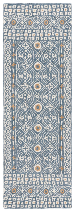 Safavieh Micro-loop Hand-tufted Wool And Cotton Area Rug - Elegant Geometric Design For Modern Homes Blue ,Ivory 80% Wool And 20% Cotton Mlp801m-5r