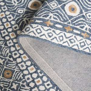 Safavieh Micro-loop Hand-tufted Wool And Cotton Area Rug - Elegant Geometric Design For Modern Homes Blue ,Ivory 80% Wool And 20% Cotton Mlp801m-5r