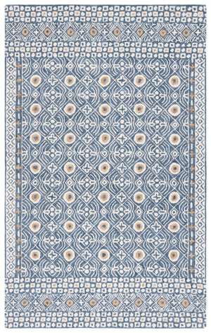 Safavieh Micro-loop Hand-tufted Wool And Cotton Area Rug - Elegant Geometric Design For Modern Homes Blue ,Ivory 80% Wool And 20% Cotton Mlp801m-5r