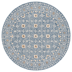 Safavieh Micro-loop Hand-tufted Wool And Cotton Area Rug - Elegant Geometric Design For Modern Homes Blue ,Ivory 80% Wool And 20% Cotton Mlp801m-5r