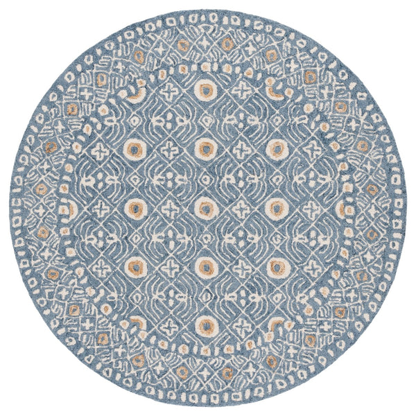 Safavieh Micro-loop Hand-tufted Wool And Cotton Area Rug - Elegant Geometric Design For Modern Homes Blue ,Ivory 80% Wool And 20% Cotton Mlp801m-5r