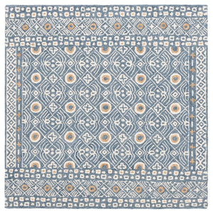 Safavieh Micro-loop Hand-tufted Wool And Cotton Area Rug - Elegant Geometric Design For Modern Homes Blue ,Ivory 80% Wool And 20% Cotton Mlp801m-5r