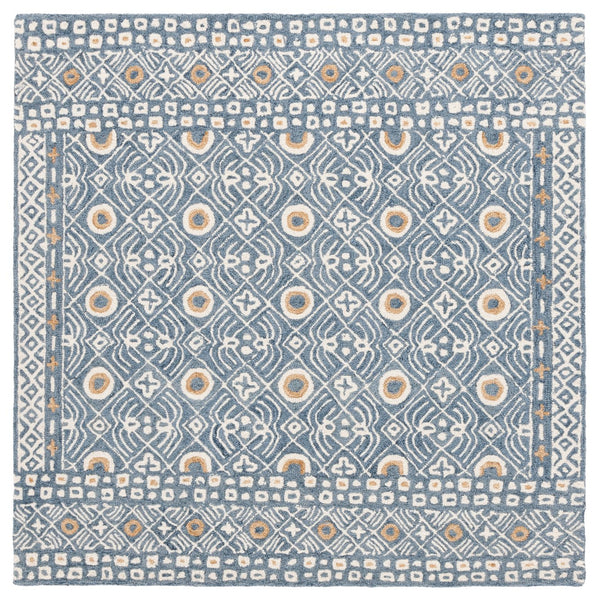 Safavieh Micro-loop Hand-tufted Wool And Cotton Area Rug - Elegant Geometric Design For Modern Homes Blue ,Ivory 80% Wool And 20% Cotton Mlp801m-5r