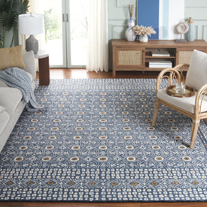 Safavieh Micro-loop Hand-tufted Wool And Cotton Area Rug - Elegant Geometric Design For Modern Homes Blue ,Ivory 80% Wool And 20% Cotton Mlp801m-5r