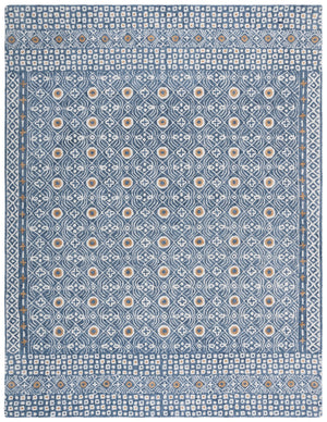Safavieh Micro-loop Hand-tufted Wool And Cotton Area Rug - Elegant Geometric Design For Modern Homes Blue ,Ivory 80% Wool And 20% Cotton Mlp801m-5r