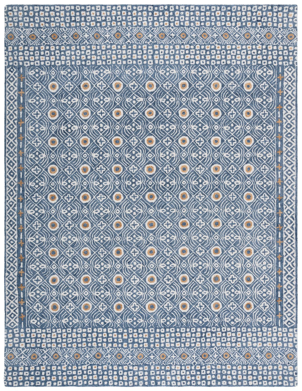 Safavieh Micro-loop Hand-tufted Wool And Cotton Area Rug - Elegant Geometric Design For Modern Homes Blue ,Ivory 80% Wool And 20% Cotton Mlp801m-5r