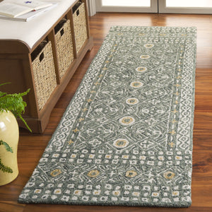 Safavieh Micro-loop Hand-tufted Wool And Cotton Area Rug - Elegant Geometric Design For Modern Homes Green ,Ivory 80% Wool And 20% Cotton Mlp801y-27