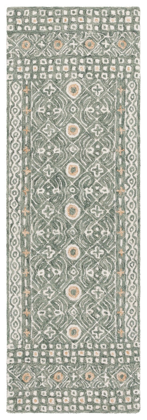 Safavieh Micro-loop Hand-tufted Wool And Cotton Area Rug - Elegant Geometric Design For Modern Homes Green ,Ivory 80% Wool And 20% Cotton Mlp801y-27