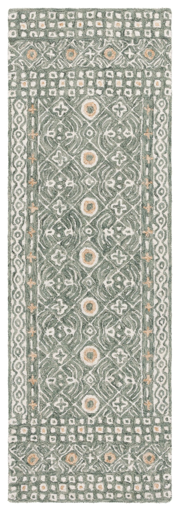 Safavieh Micro-loop Hand-tufted Wool And Cotton Area Rug - Elegant Geometric Design For Modern Homes Green ,Ivory 80% Wool And 20% Cotton Mlp801y-27
