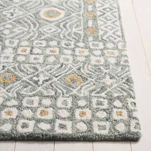 Safavieh Micro-loop Hand-tufted Wool And Cotton Area Rug - Elegant Geometric Design For Modern Homes Green ,Ivory 80% Wool And 20% Cotton Mlp801y-27